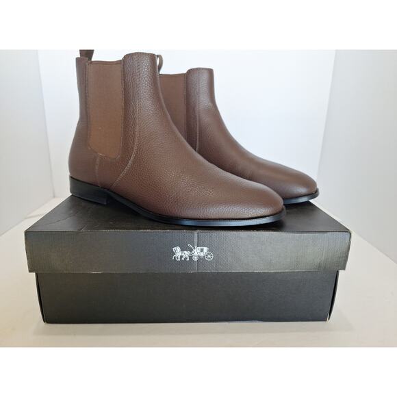 Coach Graham Chelsea Boots Mahogany Brown Leather Men’s 10 D | New in Box - Picture 1 of 8